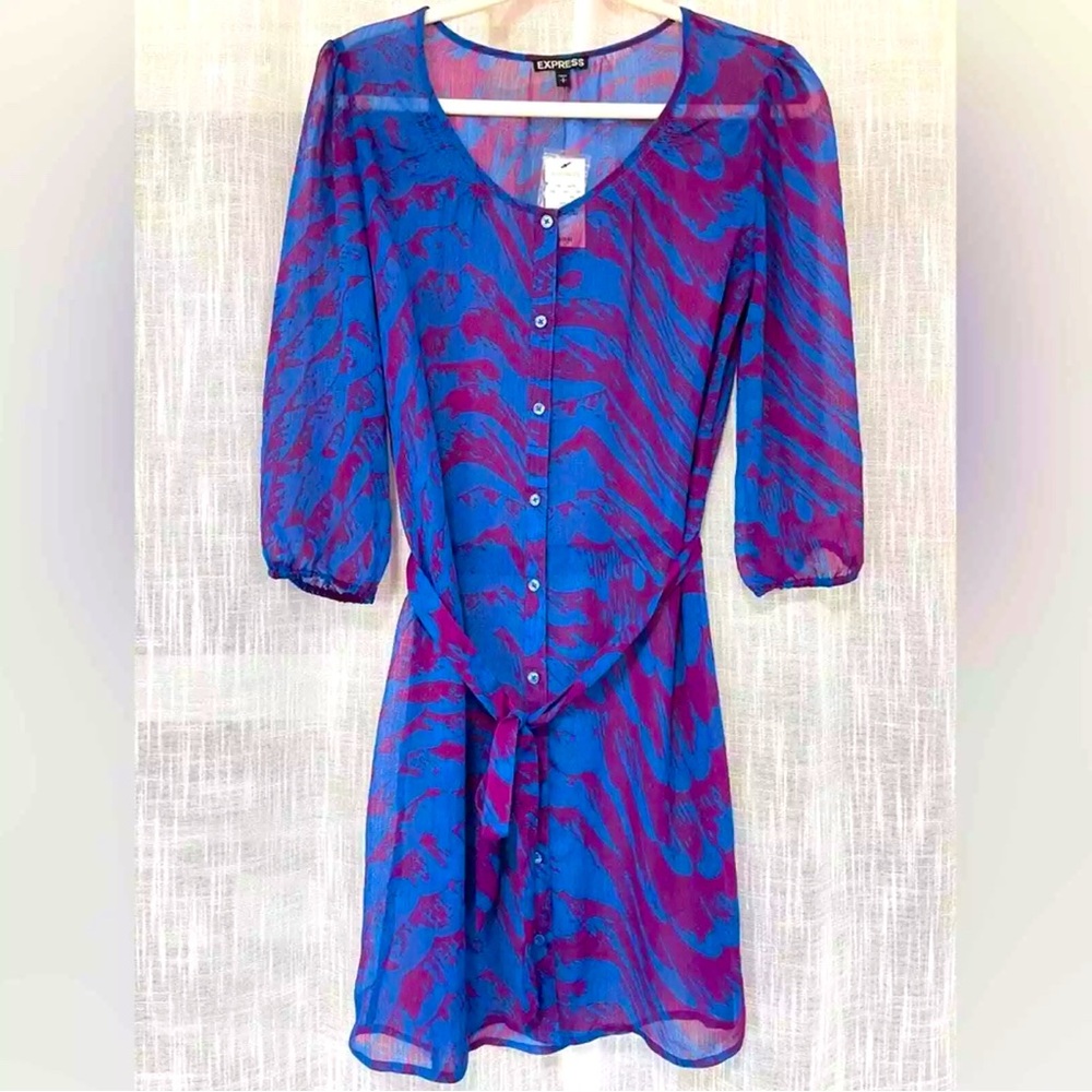 Express Blue and Purple Zebra Print Dress